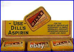 Vintage Dill's Aspirin Store Counter Display Box Full with 12 Tins
