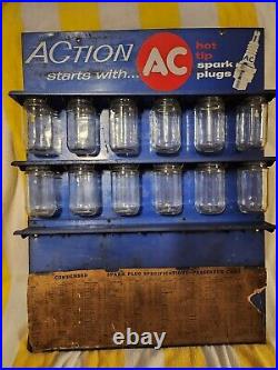Vintage Display Action Ac Hot Tip Spark Plugs Holder Wall Rack