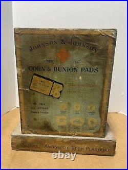 Vintage Display Wooden Cabinet Johnson & Johnson Corn Pads Advertising Store