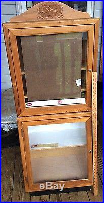 Vintage Double Glass Store Case Knife Display Case, Locking Doors With Keys