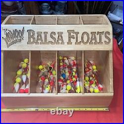 Vintage Dovetail Wahoo Balsa Float Fishing Store Display & 120 assorted bobbers