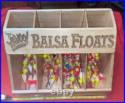 Vintage Dovetail Wahoo Balsa Float Fishing Store Display & 120 assorted bobbers