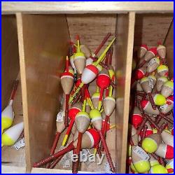 Vintage Dovetail Wahoo Balsa Float Fishing Store Display & 120 assorted bobbers