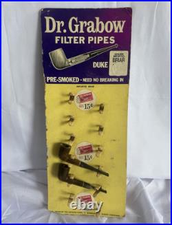 Vintage Dr. Grabow Duke Filter Pipes Store Counter Display Sign with 2 Original Br