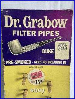 Vintage Dr. Grabow Duke Filter Pipes Store Counter Display Sign with 2 Original Br