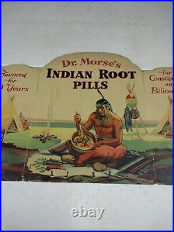 Vintage Dr. Morse's Indian Root Pills Die Cut Cardboard Litho Store Display