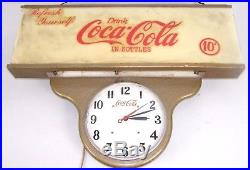 Vintage Drink Coca Cola in Bottles Store Display Lighted Sign Clock 10 Cent
