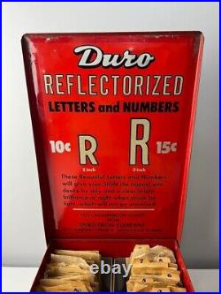 Vintage Duro Decal Co Letter & Number Decals Metal Store Display with Decals