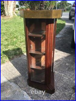 Vintage Early 1900's Drug Store Fountain Pen Display Case Cabinet Wood & Brass