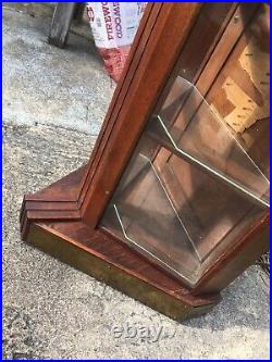 Vintage Early 1900's Drug Store Fountain Pen Display Case Cabinet Wood & Brass