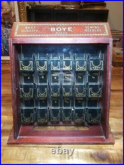 Vintage Early 1900s Boye Sewing Needles Cabinet Store Display Case