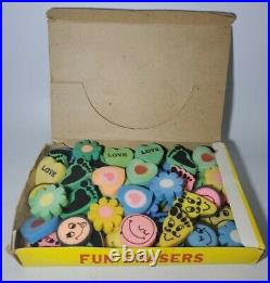 Vintage Erasers Case of Fun Colorful Erasers New Old Stock Store Display