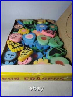 Vintage Erasers Case of Fun Colorful Erasers New Old Stock Store Display