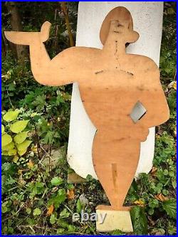 Vintage Esquire Man Esky Wooden Cutout Store Display Bodybuilder Weight Lifter
