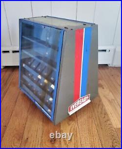 Vintage Eveready Batteries Spinning Counter Top Store Display Cabinet Case