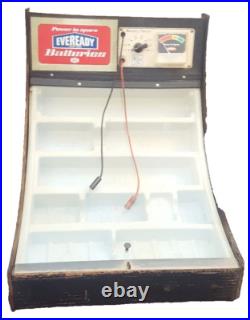 Vintage Eveready Batteries Store Display Battery Tester Tested Working Wood ++