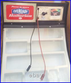 Vintage Eveready Batteries Store Display Battery Tester Tested Working Wood ++