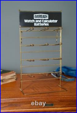 Vintage Eveready Calculator Watch Battery Store Display Rack Metal Countertop