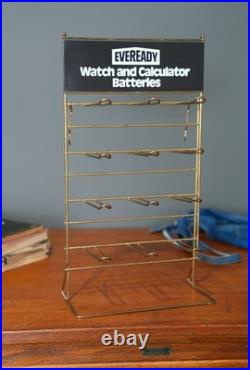 Vintage Eveready Calculator Watch Battery Store Display Rack Metal Countertop