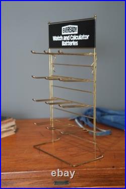 Vintage Eveready Calculator Watch Battery Store Display Rack Metal Countertop