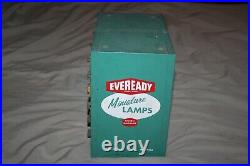 Vintage Eveready Minature Lamp Countertop Store Display Case With Lamps