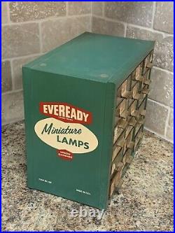 Vintage Eveready Miniature Lamps General Store Metal Display Case 9x10x6 21c