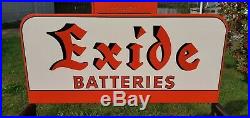 Vintage Exide Batteries Large Metal Store Display Rack Garage Advertisement NOS