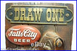 Vintage FALLS CITY BEER Advertising Store Display Sign Pistol Holster 3d Rare