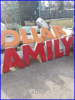 Vintage FAMILY DOLLAR Lighted Store Sign Architectural Steel ALLEN INDUSTRIES US