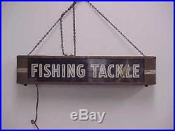Vintage FISHING TACKLE Lighted Glass Sign Ohio Advertising Display Co STORE