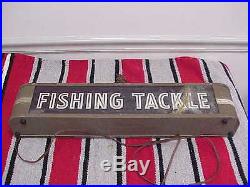 Vintage FISHING TACKLE Lighted Glass Sign Ohio Advertising Display Co STORE