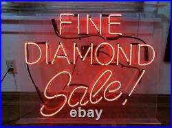 Vintage Fine Diamond Sale! Jewelers Jewelry Store Display Red Neon Light