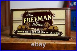 Vintage Freeman Shoe Neon Sign Allison Sign Co. Countertop Store Display Lion