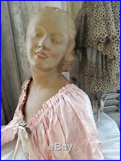 Vintage French Mannequin head, plaster mannequin bust, flapper girl, pin-up, marked