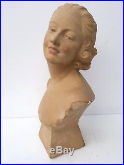 Vintage French Mannequin head, plaster mannequin bust, flapper girl, pin-up, marked