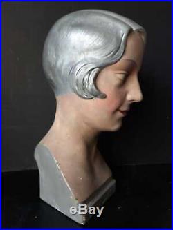 Vintage French mannequin head, plaster art-deco bust, flapper girl, charleston,'20