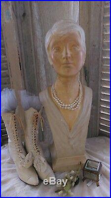 Vintage French mannequin head, plaster art-deco bust, flapper girl, charleston,'20
