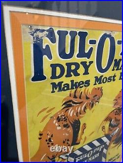 Vintage Full O Pep Framed Cardboard Farm Advertising Sign Display Quaker Oats Co