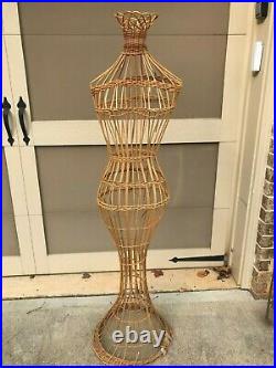 Vintage Full Size Female Wicker Dress Form Mannequin Store Display Form 61 T