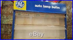 Vintage GE Auto Lamp Bulbs Light Bulb Display Advertising Cabinet Rack 3 Drawers