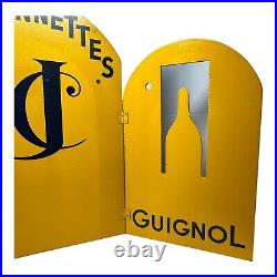 Vintage GUIGNOL JC Marionettes Display Advertising Wooden Sign Yellow Black