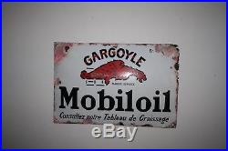Vintage Garage Plaque Email Mobiloil Gargouyle Bombé Relief