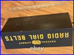 Vintage General Cement Radio Dial Belt Storage Metal Case Great Advertisement