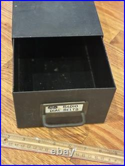 Vintage General Cement Radio Dial Belt Storage Metal Case Great Advertisement