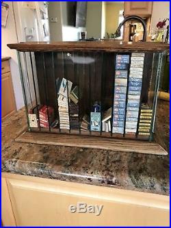 Vintage General Store Countertop Razor Blade Display Cabinet With Lots Of Razors