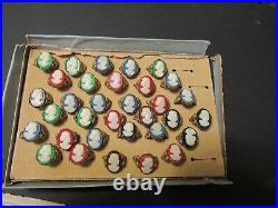 Vintage General Store Display 33 Czechoslovakia Cameo Rings Glass Top Showcase