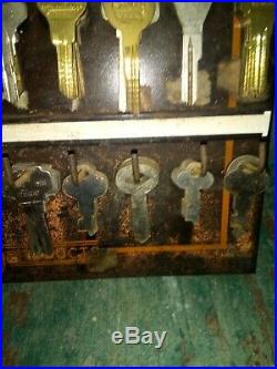 Vintage General Store Hardware 1940s Locksmith Key Blank Display With Keys Nice