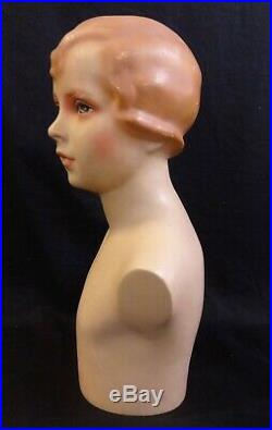 Vintage German Girl Plaster Bust / Torso Mannequin Store Display Ca. 1930