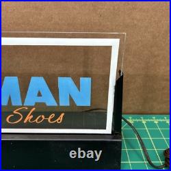Vintage Glass Light Up Sign Freeman Shoe boot Advertising Store Counter Display