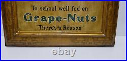 Vintage Grape Nuts Sign Tin Self Framed Original